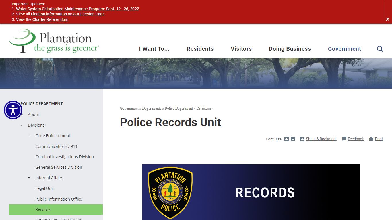 Police Records Unit | City of Plantation, Florida