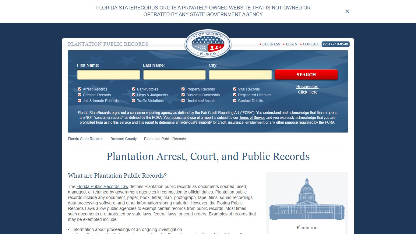Plantation Arrest and Public Records | Florida.StateRecords.org
